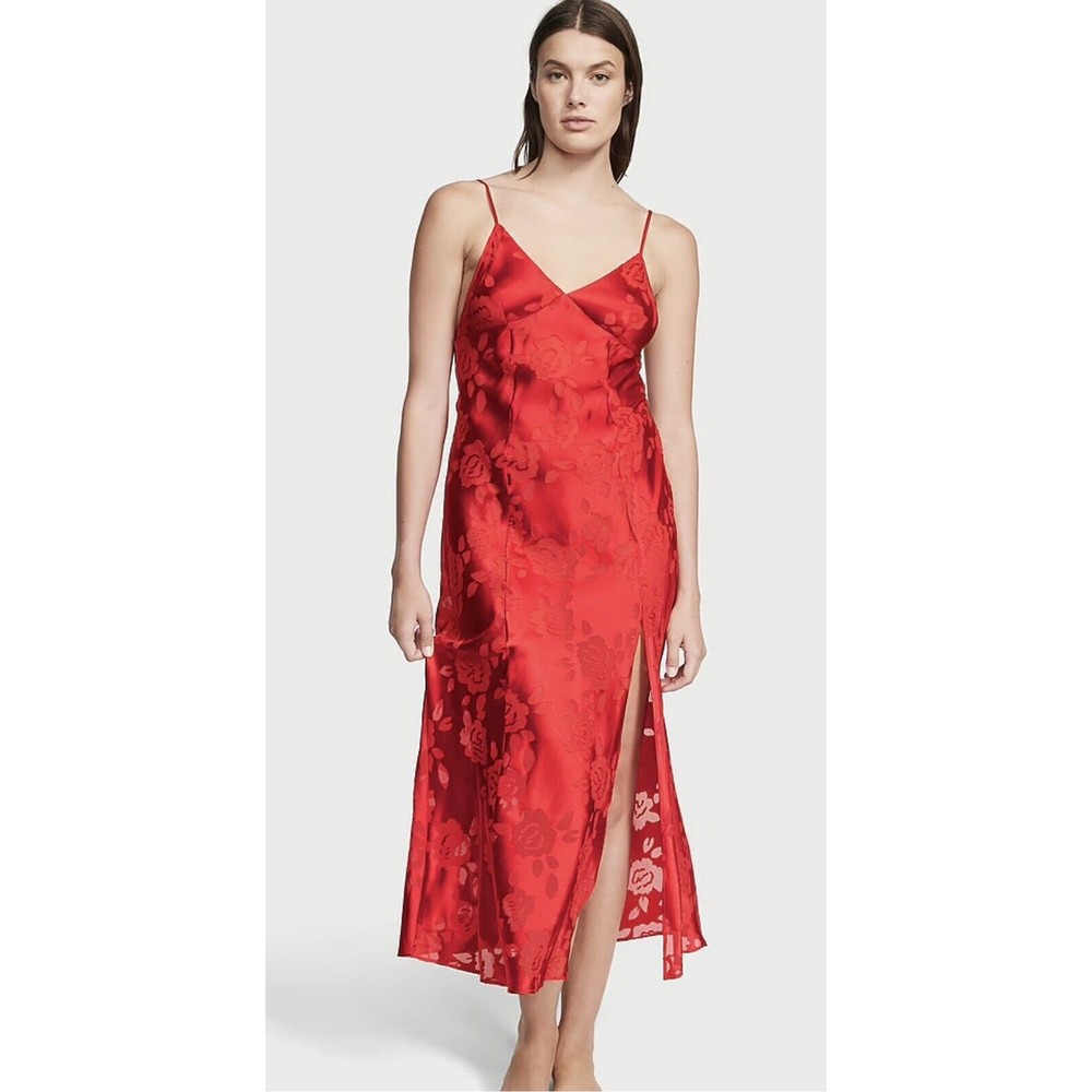 VICTORIA'S SECRET VS Archives Burnout Satin Slip Red Valentine NWT XL Lingerie